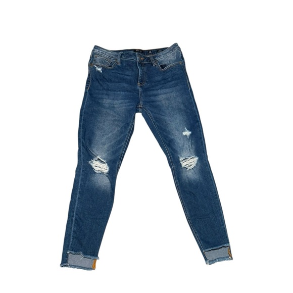 Miss Me Denim - Miss Me Indigo Denim Jeans ankle skinny step hem distressed 28